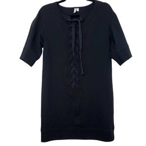 & Other Stories black front lace up front short sleeve mini dress